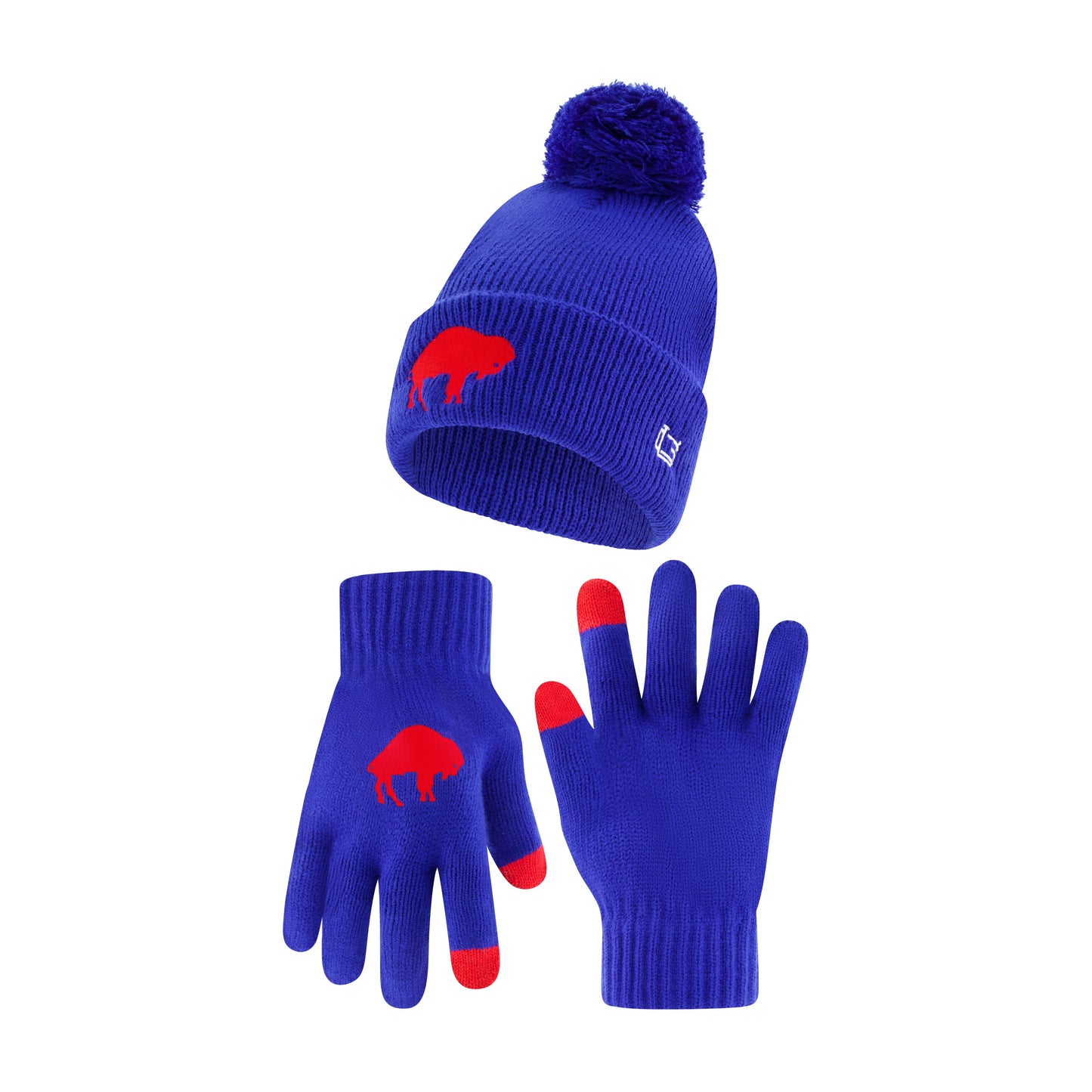 Ultra Game NFL Official Adults Super Soft Winter Beanie Knit Hat with Extra Warm Touch Screen Gloves, Buffalo Bills, Team Color, 1SIZE|Buffalo Bills