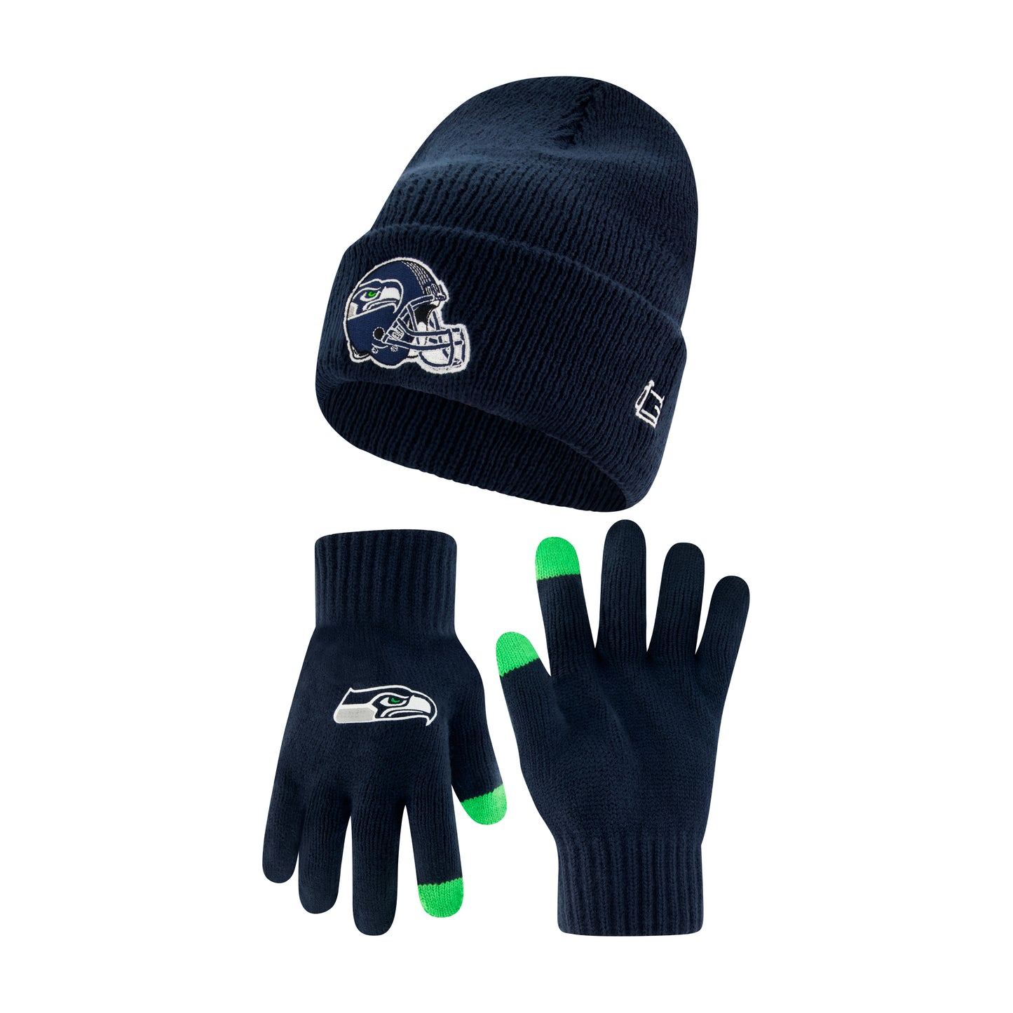 Ultra Game NFL Official Adults Super Soft Winter Beanie Knit Hat with Extra Warm Touch Screen Gloves, Seattle Seahawks, Team Color, 1SIZE|Seattle Seahawks