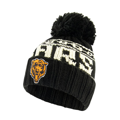 Ultra Game NFL Official Youth Super Soft Cable Knit Winter Beanie Knit Hat with Extra Warm Touch Screen Gloves, Chicago Bears, Black, One Size|Chicago Bears