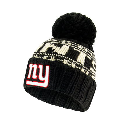 Ultra Game NFL Official Youth Super Soft Cable Knit Winter Beanie Knit Hat with Extra Warm Touch Screen Gloves, New York Giants, Black, One Size|New York Giants