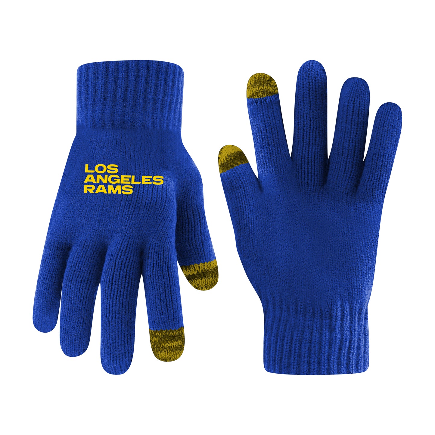 Ultra Game NFL Official Youth Super Soft Two Tone Winter Beanie Knit Hat with Extra Warm Touch Screen Gloves, Los Angeles Rams, Team Color, One Size|Los Angeles Rams