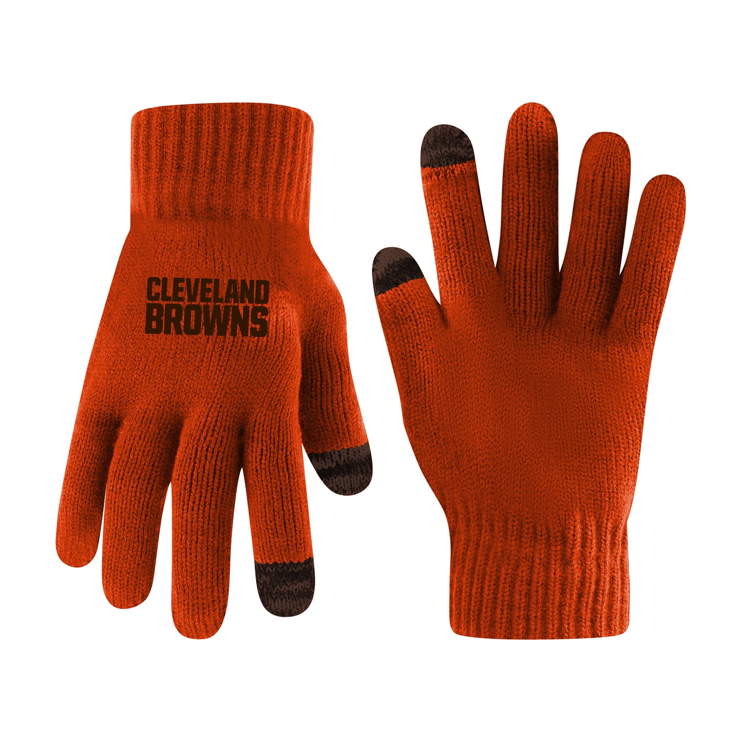 Ultra Game NFL Official Youth Super Soft Two Tone Winter Beanie Knit Hat with Extra Warm Touch Screen Gloves, Cleveland Browns, Team Color, One Size|Cleveland Browns