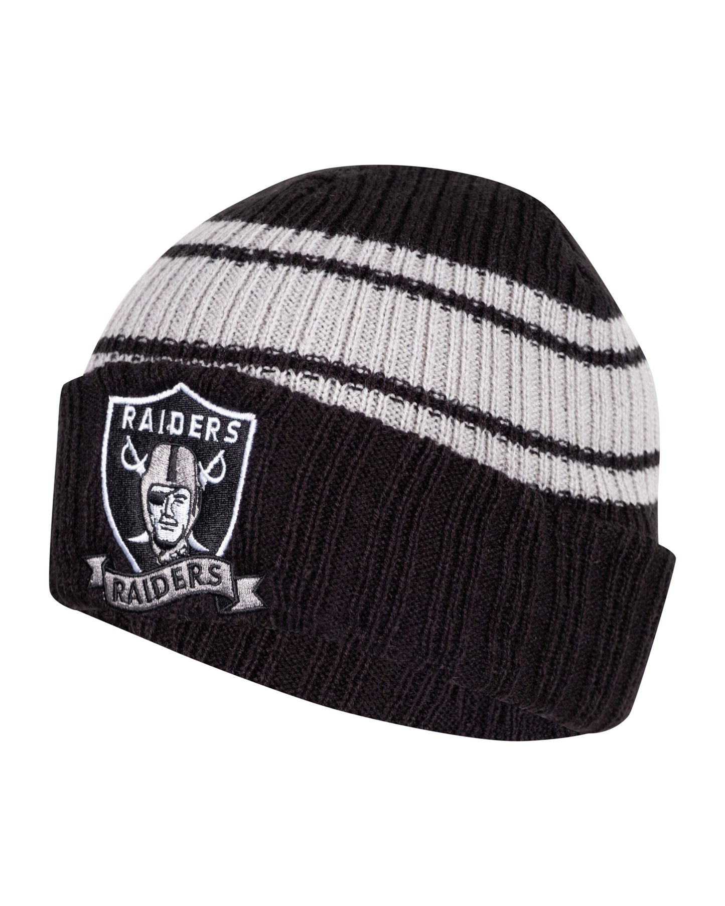 Ultra Game Youth NFL Official Super Soft Team Stripe Winter Beanie Knit Hat with Extra Warm Touch Screen Gloves|Las Vegas Raiders