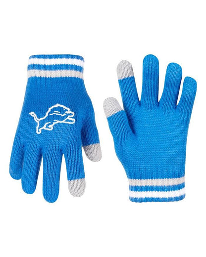 Ultra Game NFL Detroit Lions Official Adults Super Soft Winter Beanie Knit Hat with Extra Warm Touch Screen Gloves, 1SIZE|Detroit Lions