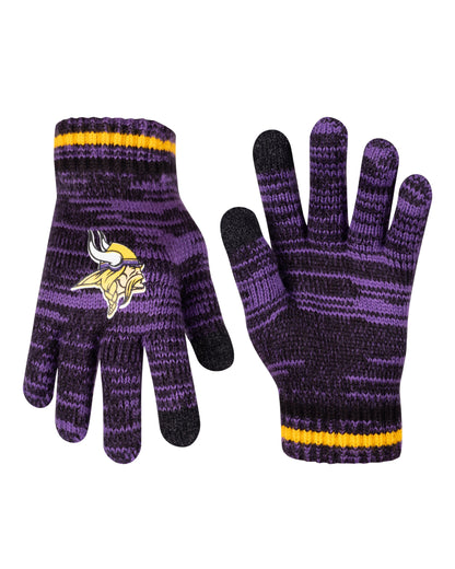 Ultra Game Youth NFL Official Super Soft Marl Knit Winter Beanie Knit Hat with Extra Warm Touch Screen Gloves|Minnesota Vikings