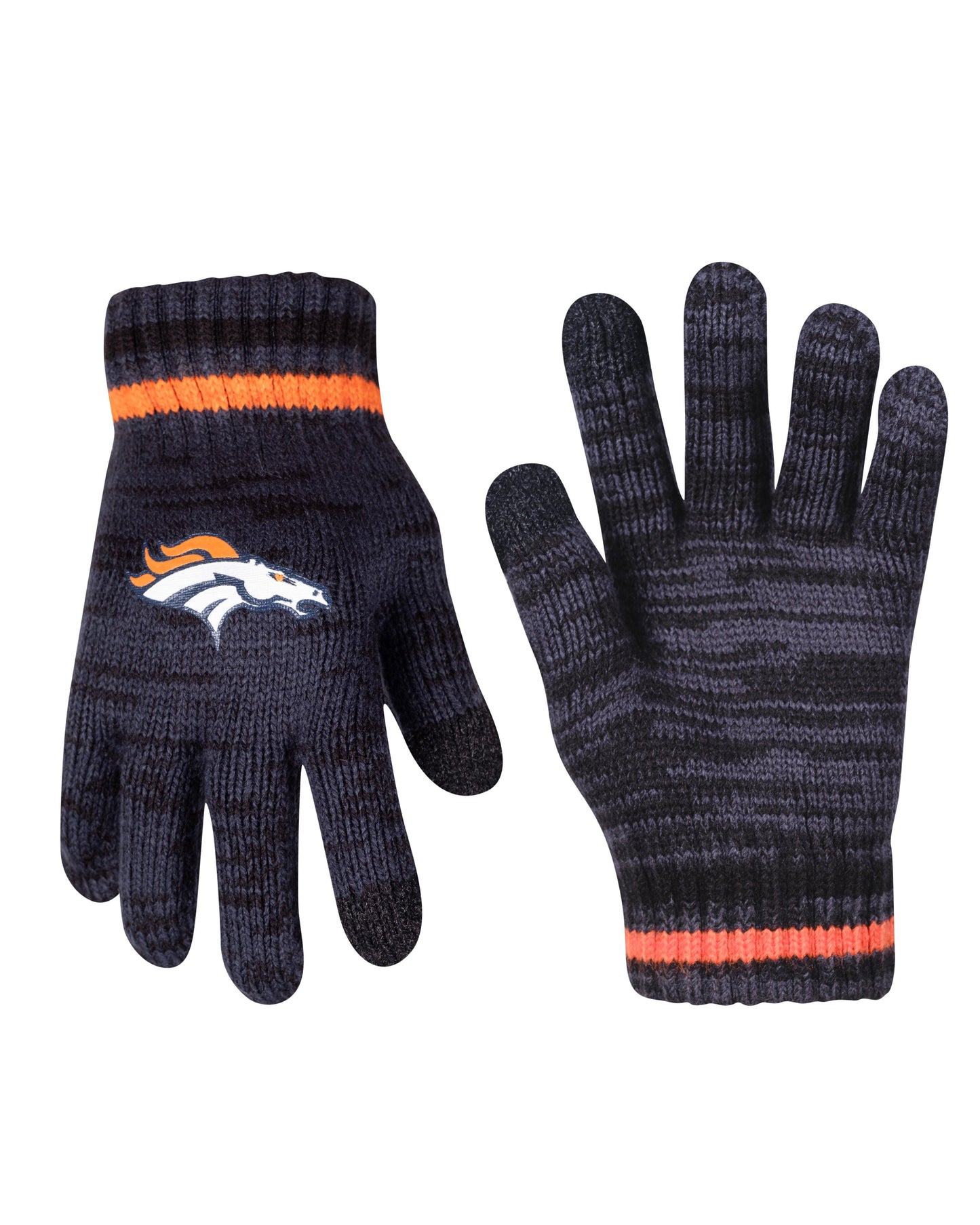 Ultra Game NFL Official Youth Super Soft Marled Winter Beanie Knit Hat with Extra Warm Touch Screen Gloves, Denver Broncos, Team Color, 1SIZE|Denver Broncos