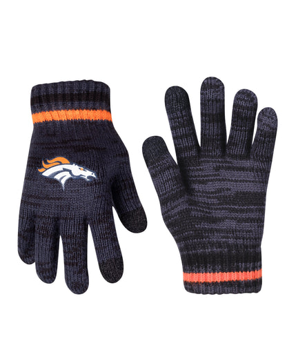 Ultra Game NFL Official Youth Super Soft Marled Winter Beanie Knit Hat with Extra Warm Touch Screen Gloves, Denver Broncos, Team Color, 1SIZE|Denver Broncos