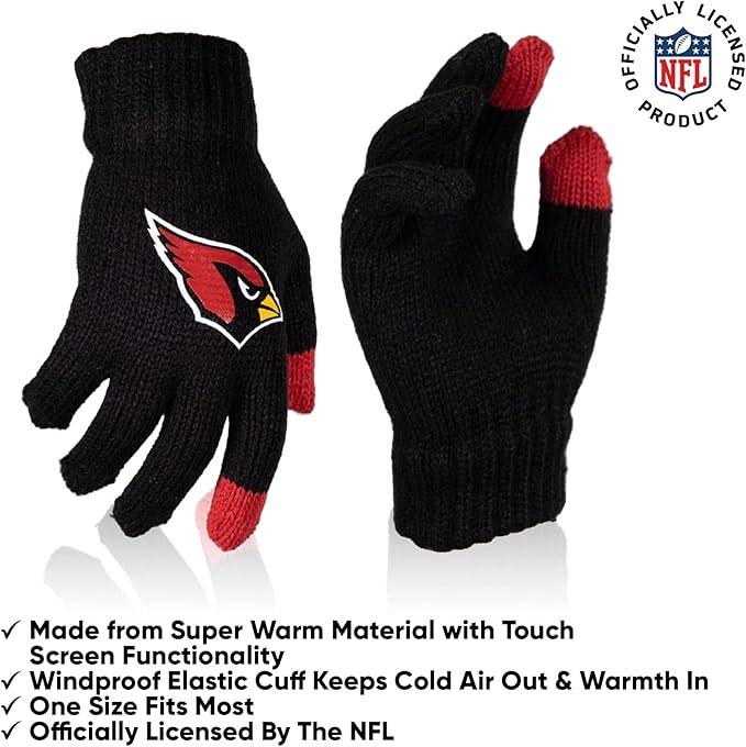 Ultra Game NFL Official Youth Super Soft Winter Beanie Knit Hat With Extra Warm Touch Screen Gloves, Arizona Cardinals, Team Color 2, 1 SIZE|Arizona Cardinals