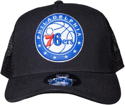 Ultra Game NBA Official Youth 8-20 Snap Back All Around The World Trucker Baseball Cap Hat, Philadelphia 76ers, Black, 1SIZE|Philadelphia 76ers