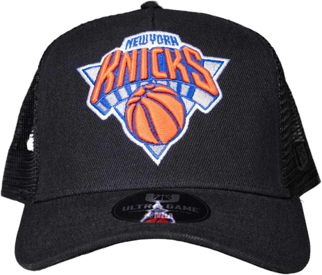 Ultra Game NBA Official Youth 8-20 Snap Back All Around The World Trucker Baseball Cap Hat, New York Knicks, Black, 1SIZE|New York Knicks