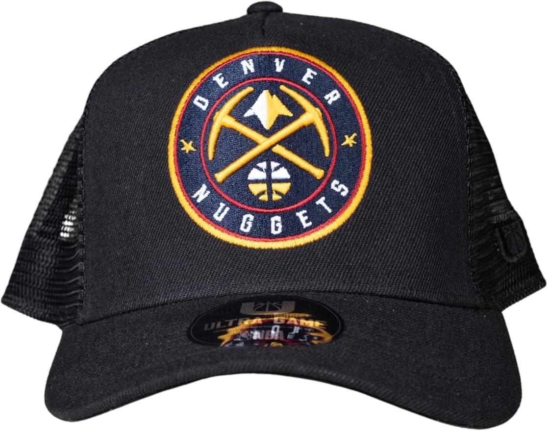 Ultra Game NBA Official Youth 8-20 Snap Back All Around The World Trucker Baseball Cap Hat, Denver Nuggets, Black, 1SIZE|Denver Nuggets