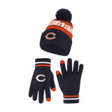 Ultra Game Adults NFL Official Super Soft Winter Beanie Knit Hat With Warm Touch Screen Gloves | Chicago Bears