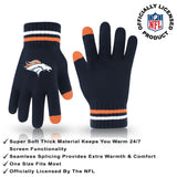 Ultra Game Adults NFL Official Super Soft Winter Beanie Knit Hat With Warm Touch Screen Gloves | Denver Broncos