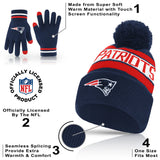 Ultra Game Adults NFL Official Super Soft Winter Beanie Knit Hat With Warm Touch Screen Gloves | New England Patriots