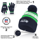 Ultra Game Adults NFL Official Super Soft Winter Beanie Knit Hat With Warm Touch Screen Gloves | Seattle Seahawks