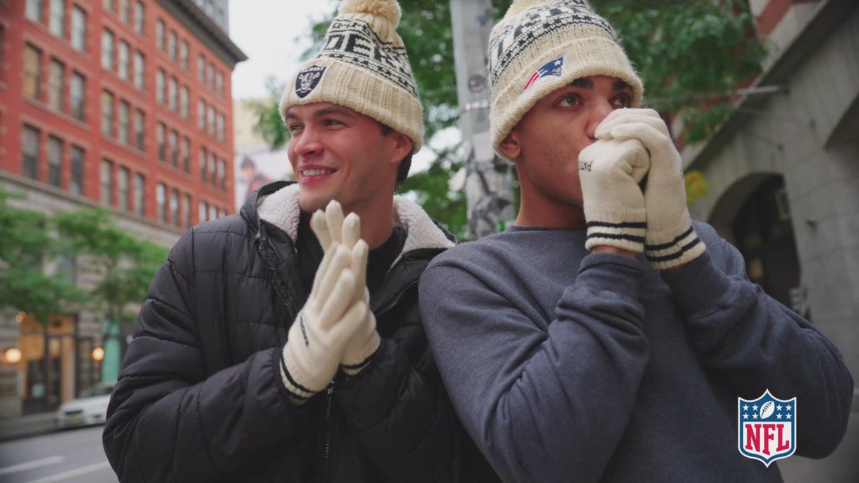 Ultra Game Adults NFL Official Super Soft Cable Knit Winter Beanie Knit Hat with Warm Touch Screen Gloves