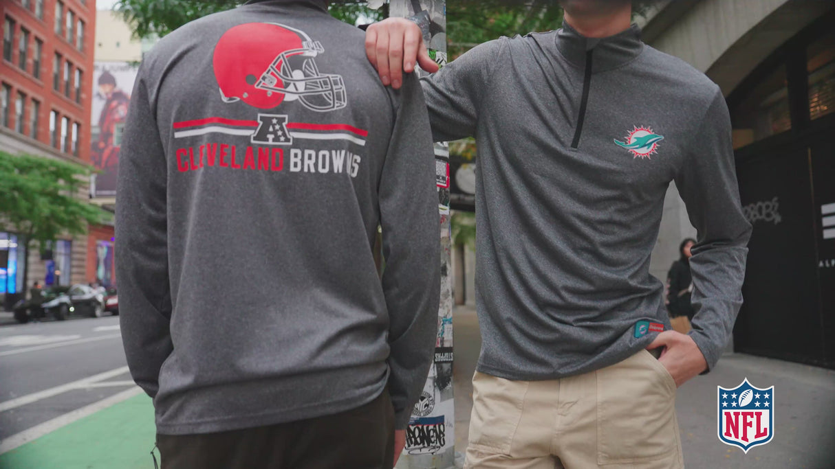 Ultra Game Men's NFL Official Super Soft Quarter Zip Long Sleeve T-Shirt | Buffalo Bills | Heather Gray