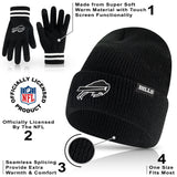 Ultra Game Adults NFL Official Super Soft Marled Winter Beanie Knit Hat With Warm Touch Screen Gloves | Buffalo Bills