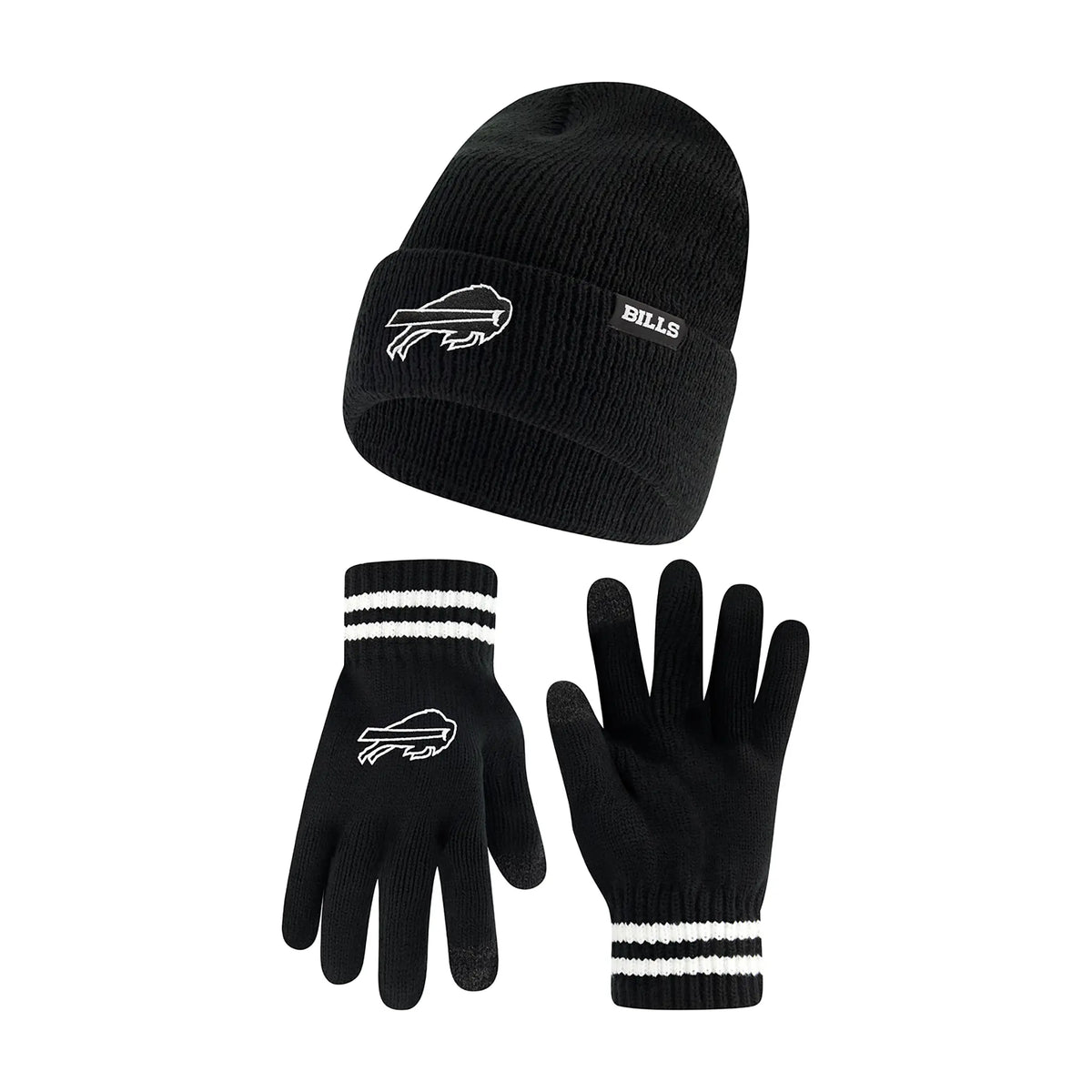 Ultra Game Adults NFL Official Super Soft Marled Winter Beanie Knit Hat With Warm Touch Screen Gloves | Buffalo Bills