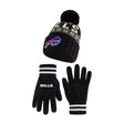 Ultra Game Adults NFL Official Super Soft Cable Knit Winter Beanie Knit Hat with Warm Touch Screen Gloves | Buffalo Bills