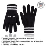 Ultra Game Adults NFL Official Super Soft Cable Knit Winter Beanie Knit Hat with Warm Touch Screen Gloves | Buffalo Bills