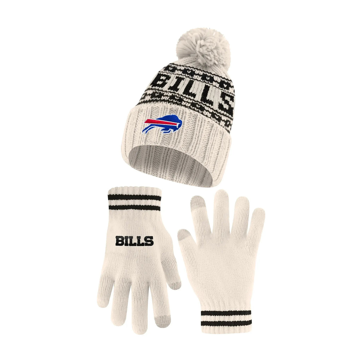 Ultra Game Adults NFL Official Super Soft Cable Knit Winter Beanie Knit Hat with Warm Touch Screen Gloves
