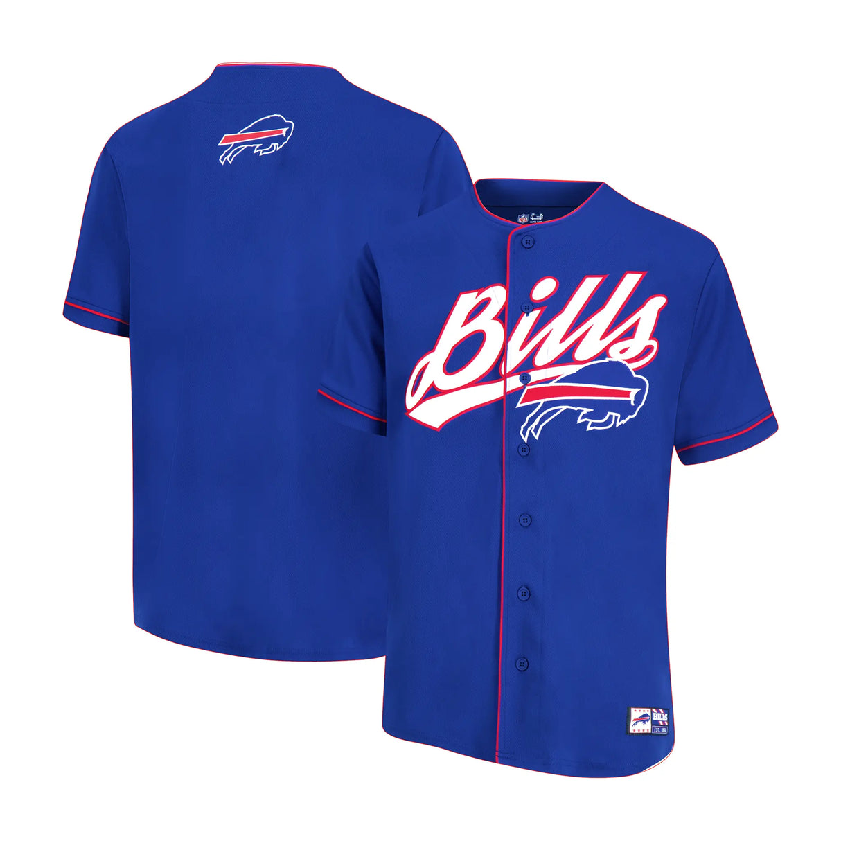 Ultra Game Adult's NFL Official Button Down Baseball Mesh Jersey Shirt | Buffalo Bills
