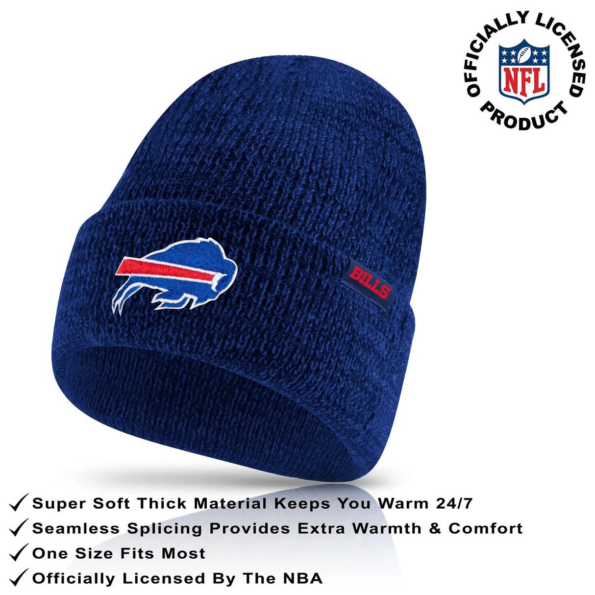 Ultra Game Adults NFL Official Super Soft Marl Knit Winter Beanie Knit Hat with Extra Warm Touch Screen Gloves