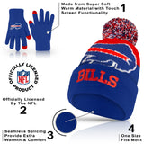 Ultra Game Adults NFL Official Super Soft Winter Beanie Knit Hat With Warm Touch Screen Gloves | Buffalo Bills
