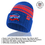 Ultra Game Adults NFL Official Super Soft Team Stripe Winter Beanie Knit Hat with Extra Warm Touch Screen Gloves