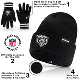 Ultra Game Adults NFL Official Super Soft Marled Winter Beanie Knit Hat With Warm Touch Screen Gloves | Chicago Bears