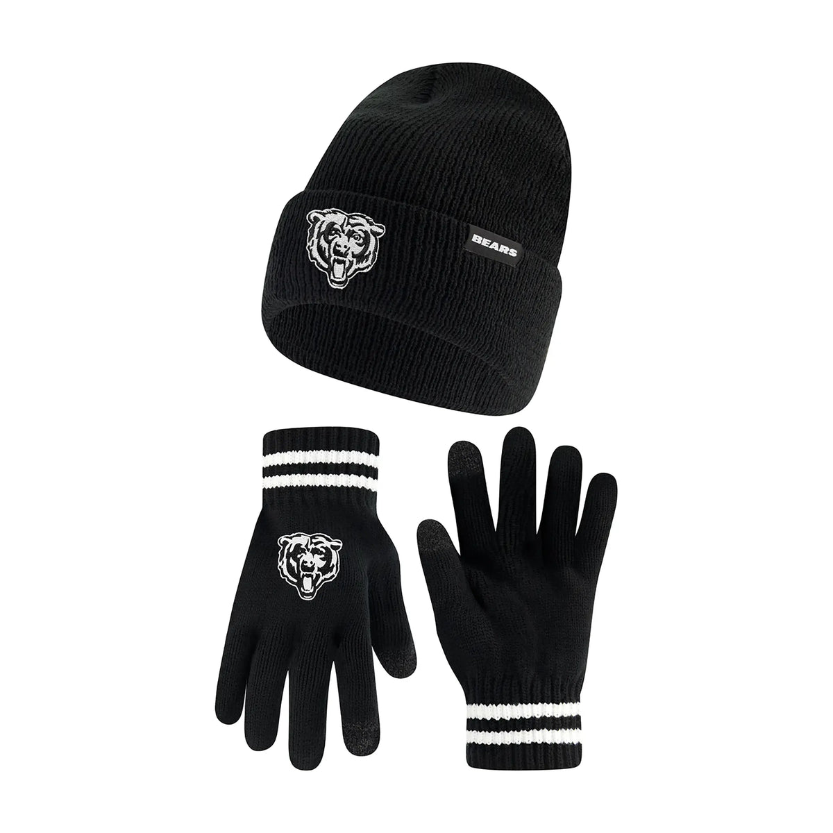 Ultra Game Adults NFL Official Super Soft Marled Winter Beanie Knit Hat With Warm Touch Screen Gloves | Chicago Bears