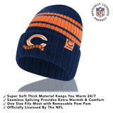 Ultra Game Adults NFL Official Super Soft Team Stripe Winter Beanie Knit Hat with Extra Warm Touch Screen Gloves | Chicago Bears