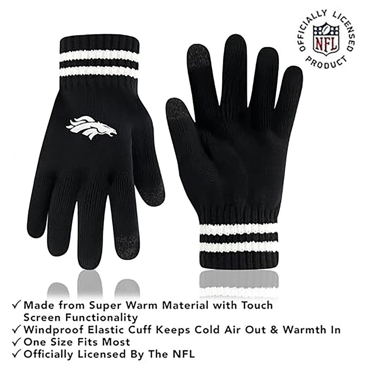 Ultra Game Adults NFL Official Super Soft Marled Winter Beanie Knit Hat With Warm Touch Screen Gloves