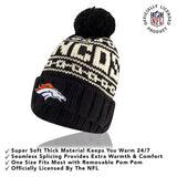 Ultra Game Adults NFL Official Super Soft Cable Knit Winter Beanie Knit Hat with Warm Touch Screen Gloves | Denver Broncos