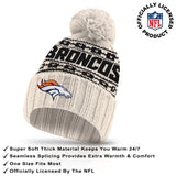 Ultra Game Adults NFL Official Super Soft Cable Knit Winter Beanie Knit Hat with Warm Touch Screen Gloves | Denver Broncos