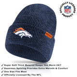 Ultra Game Adults NFL Official Super Soft Marl Knit Winter Beanie Knit Hat with Extra Warm Touch Screen Gloves | Denver Broncos