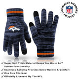 Ultra Game Adults NFL Official Super Soft Marl Knit Winter Beanie Knit Hat with Extra Warm Touch Screen Gloves