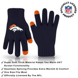 Ultra Game Adults NFL Official Super Soft Winter Beanie Knit Hat With Warm Touch Screen Gloves | Denver Broncos
