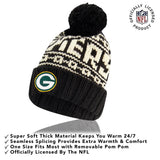 Ultra Game Adults NFL Official Super Soft Cable Knit Winter Beanie Knit Hat with Warm Touch Screen Gloves | Green Bay Packers
