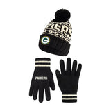 Ultra Game Adults NFL Official Super Soft Cable Knit Winter Beanie Knit Hat with Warm Touch Screen Gloves