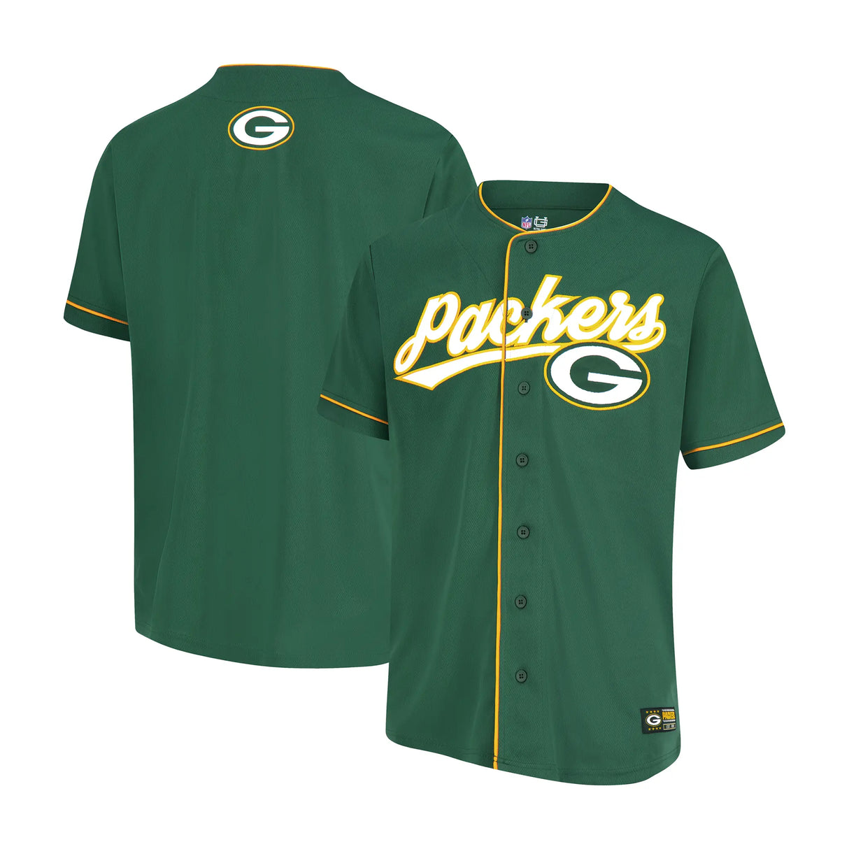 Ultra Game Adult's NFL Official Button Down Baseball Mesh Jersey Shirt | Green Bay Packers