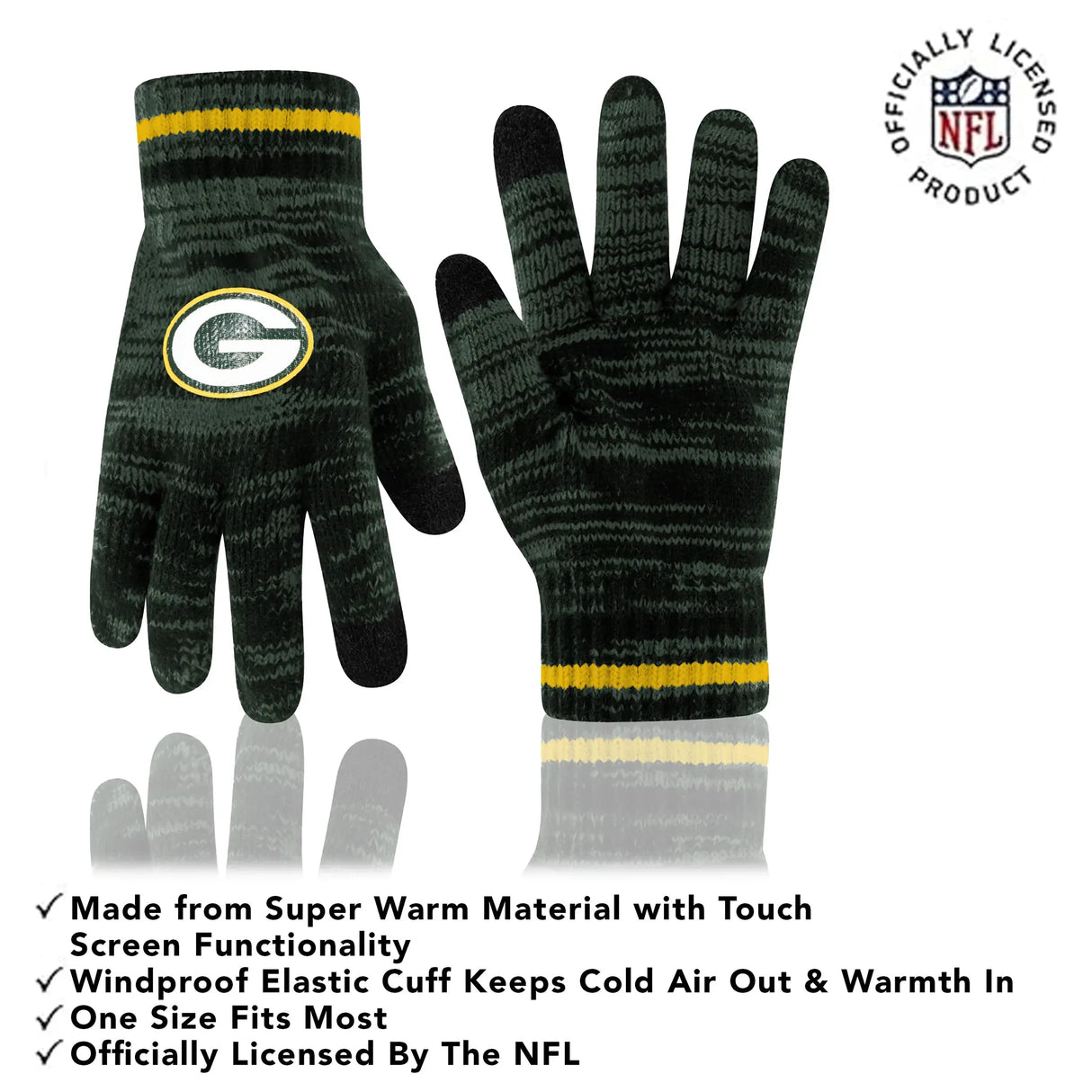 Ultra Game Adults NFL Official Super Soft Marl Knit Winter Beanie Knit Hat with Extra Warm Touch Screen Gloves