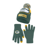 Ultra Game Adults NFL Official Super Soft Winter Beanie Knit Hat With Warm Touch Screen Gloves | Green Bay Packers