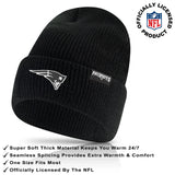 Ultra Game Adults NFL Official Super Soft Marled Winter Beanie Knit Hat With Warm Touch Screen Gloves | New England Patriots