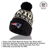 Ultra Game Adults NFL Official Super Soft Cable Knit Winter Beanie Knit Hat with Warm Touch Screen Gloves | New England Patriots