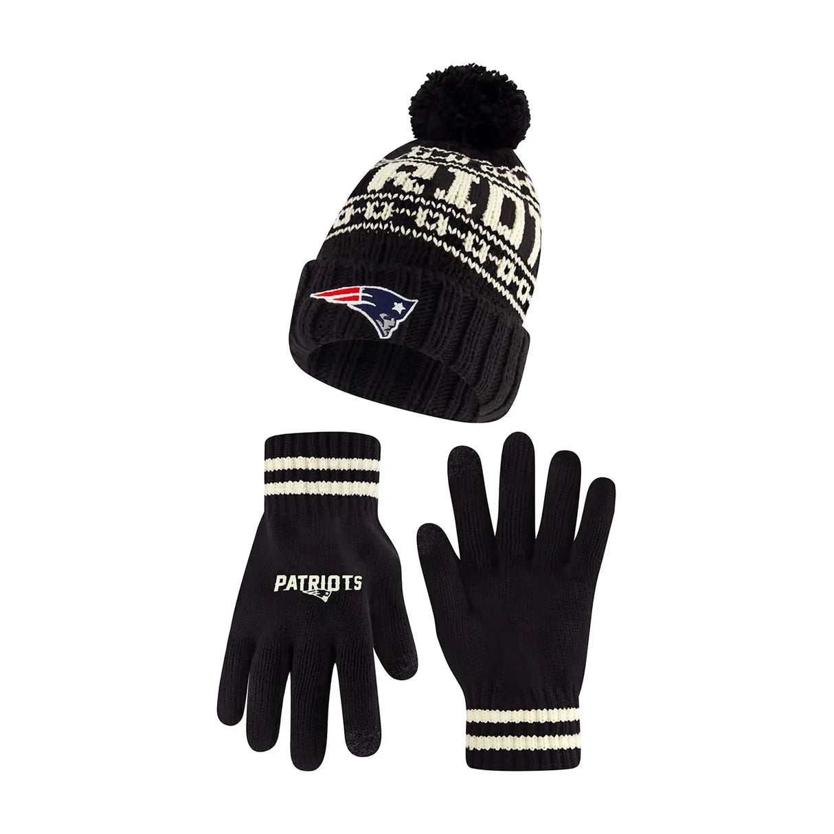 Ultra Game Adults NFL Official Super Soft Cable Knit Winter Beanie Knit Hat with Warm Touch Screen Gloves