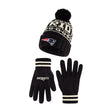 Ultra Game Adults NFL Official Super Soft Cable Knit Winter Beanie Knit Hat with Warm Touch Screen Gloves | New England Patriots