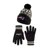 Ultra Game Adults NFL Official Super Soft Cable Knit Winter Beanie Knit Hat with Warm Touch Screen Gloves | New England Patriots