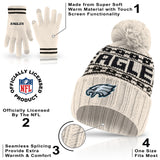 Ultra Game Adults NFL Official Super Soft Cable Knit Winter Beanie Knit Hat with Warm Touch Screen Gloves